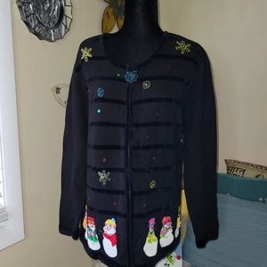 Vintage Quacker Factory Snowman Cardigan